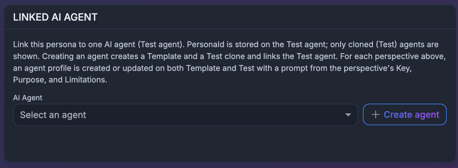 Create agent from persona in Copyl: linking a persona to an AI agent